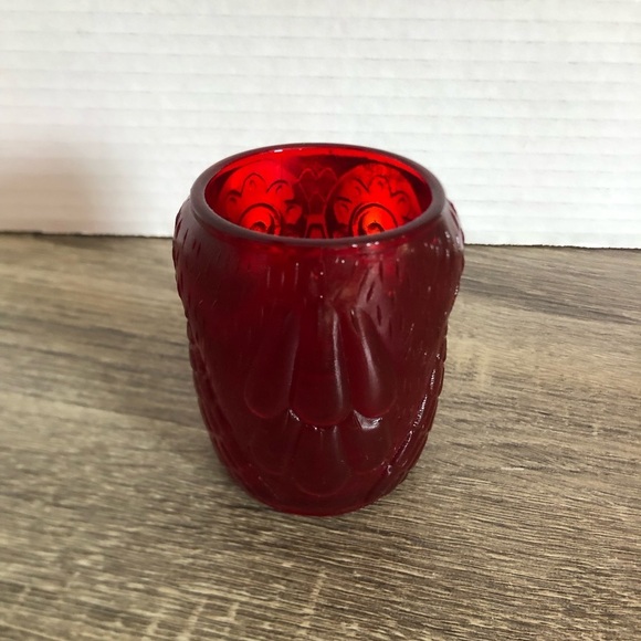 Vtg Ruby Glass Owl Votive Holder - Picture 4 of 9